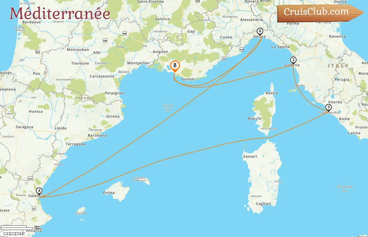 Croisière en Méditerranée au départ de Marseille à bord du navire MSC Sinfonia avec des escales en France, en Italie et en Espagne pendant 8 jours