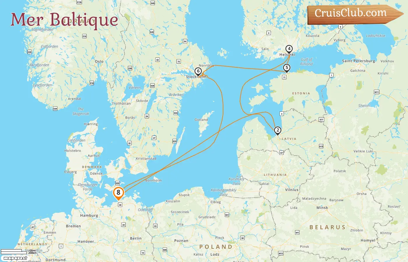 Croisière en mer Baltique depuis Warnemünde à bord du navire AIDAdiva avec des visites en Allemagne, en Lettonie, en Finlande, en Estonie et en Suède pendant 8 jours