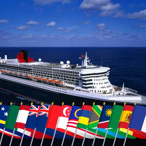 Crucero alrededor del mundo desde Nueva York a bordo del barco Queen Mary 2 con visitas a Estados Unidos, Curaçao, Panamá, México, Polinesia Francesa, Nueva Zelanda, Australia, Indonesia, Hong Kong, Vietnam, Singapur, Malasia, Mauricio, Sudáfrica, Namibia, Senegal, España y Francia por 109 días