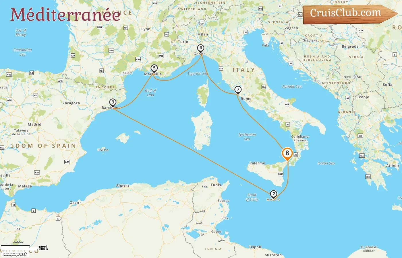 Croisière en Méditerranée au départ de Messine à bord du navire MSC World Asia avec des escales en Italie, à Malte, en Espagne et en France pendant 8 jours