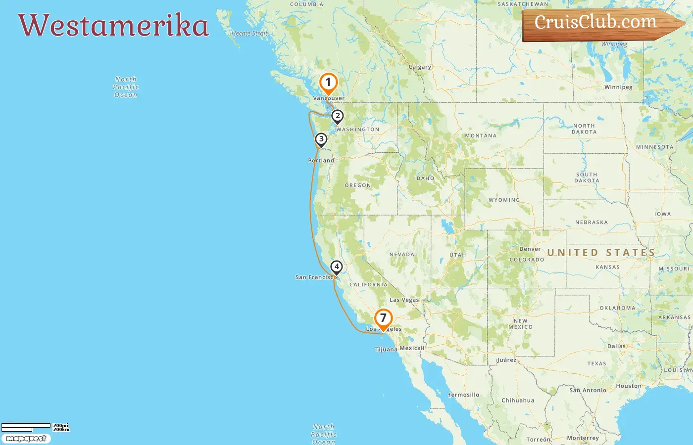 Kreuzfahrt im Westen Amerikas von Vancouver nach Los Angeles an Bord des Schiffes Norwegian Joy mit Besuchen in Kanada und den USA für 7 Tage