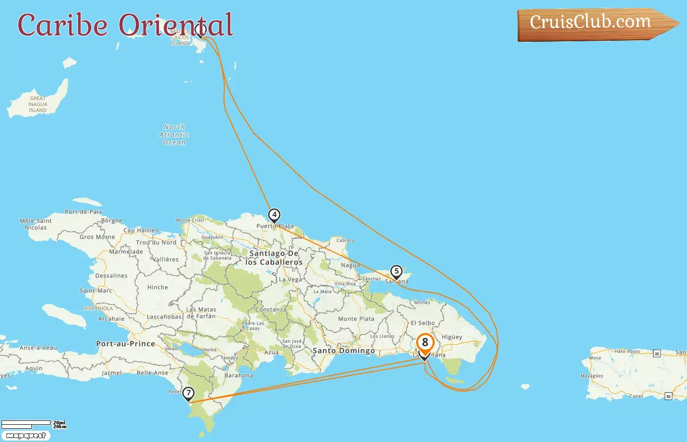 Cruzeiro no Caribe Oriental de La Romana a bordo do navio Costa Pacifica com visitas à República Dominicana por 8 dias