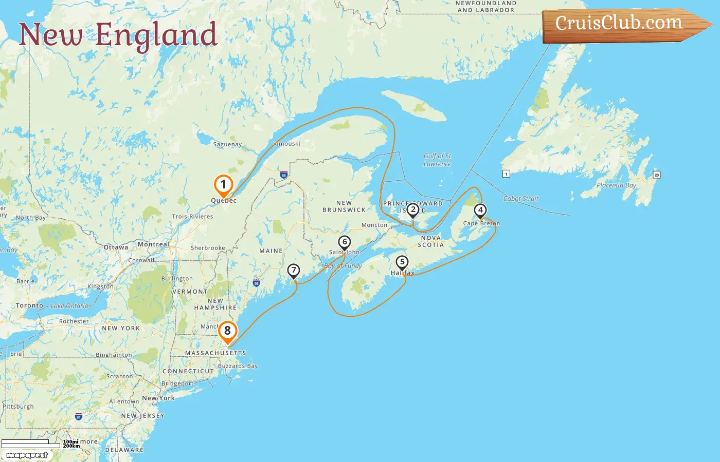 Cruise in the New England from Quebec to Boston aboard Norwegian Gem ship with visits to Canada and USA for 8 days