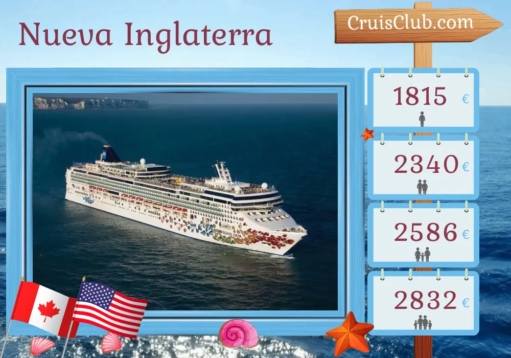 Crucero en Nueva Inglaterra de Quebec a Boston a bordo del barco Norwegian Gem con visitas a Canadá y EE. UU. por 8 días