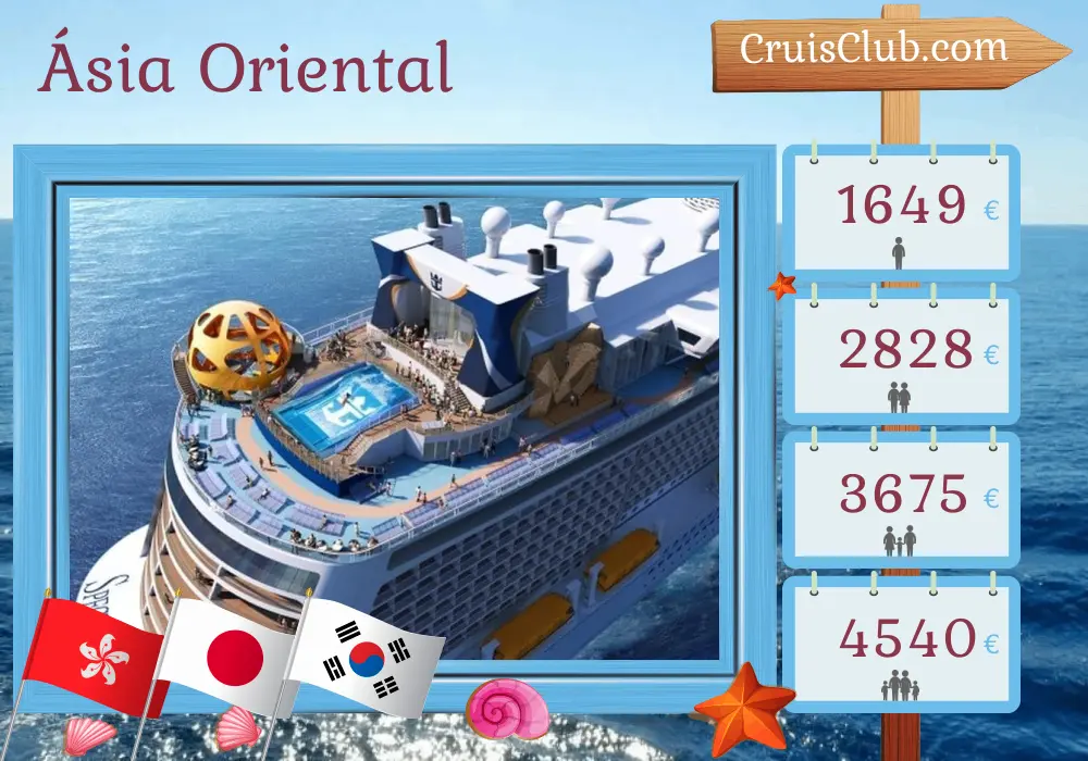 Cruzeiro no Leste da Ásia saindo de Hong Kong a bordo do navio Spectrum of the Seas com visitas a Hong Kong, Japão e Coreia do Sul por 10 dias