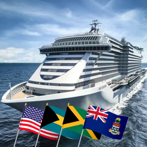 Cruise in the Caribbean from Port Canaveral / Orlando aboard MSC Seashore ship with visits to USA, Bahamas, Jamaica, and Cayman Islands for 12 days