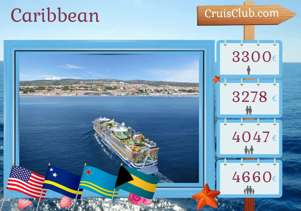 Cruise in the Caribbean from Fort Lauderdale aboard Legend of the Seas ship with visits to USA, Curaçao, Aruba, and Bahamas for 9 days