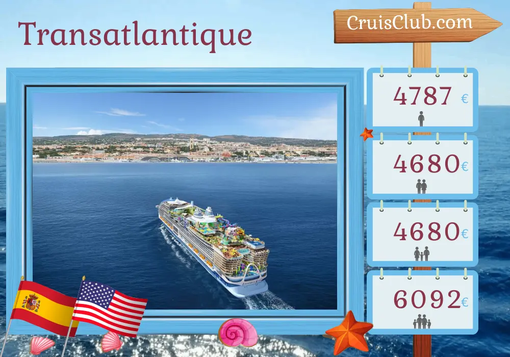 Croisière en transatlantique de Barcelone à Fort Lauderdale à bord du navire Legend of the Seas avec des visites en Espagne et aux États-Unis pendant 14 jours
