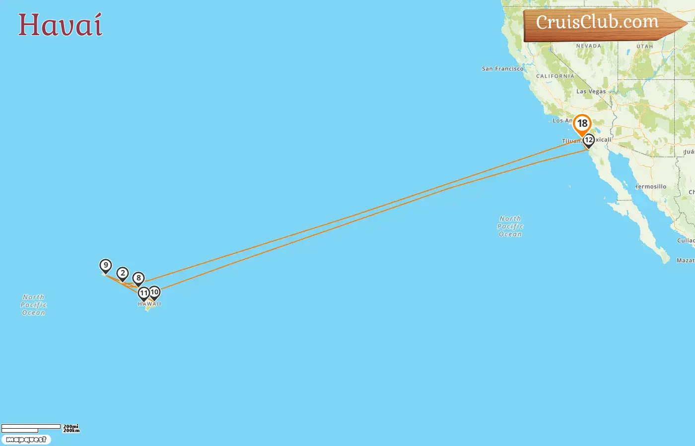 Cruzeiro no Havaí saindo de San Diego a bordo do navio Koningsdam com visitas aos EUA e ao México por 18 dias