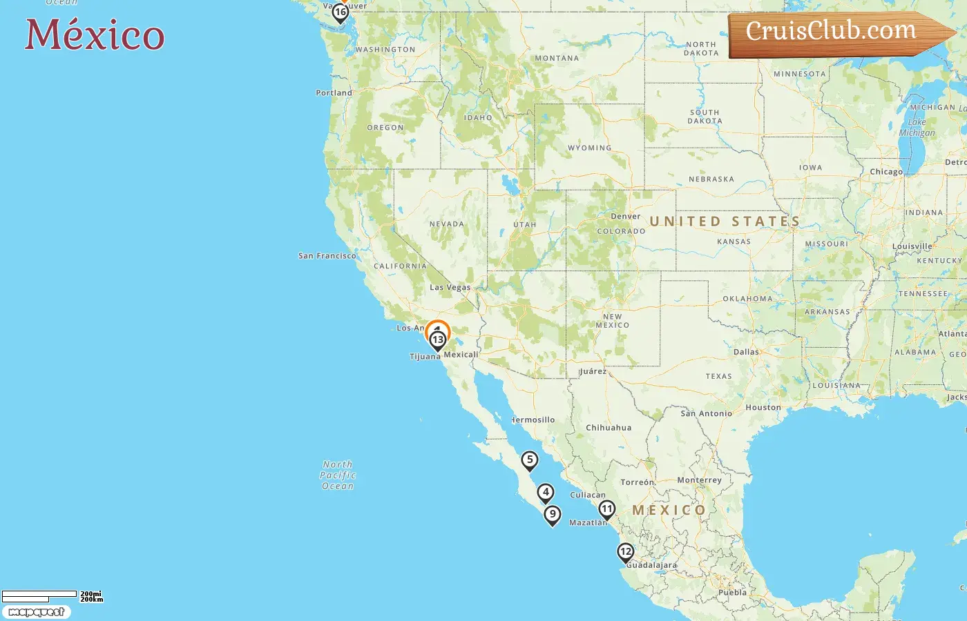 Crucero de México desde San Diego a Vancouver a bordo del barco Koningsdam con visitas a Estados Unidos, México y Canadá por 19 días