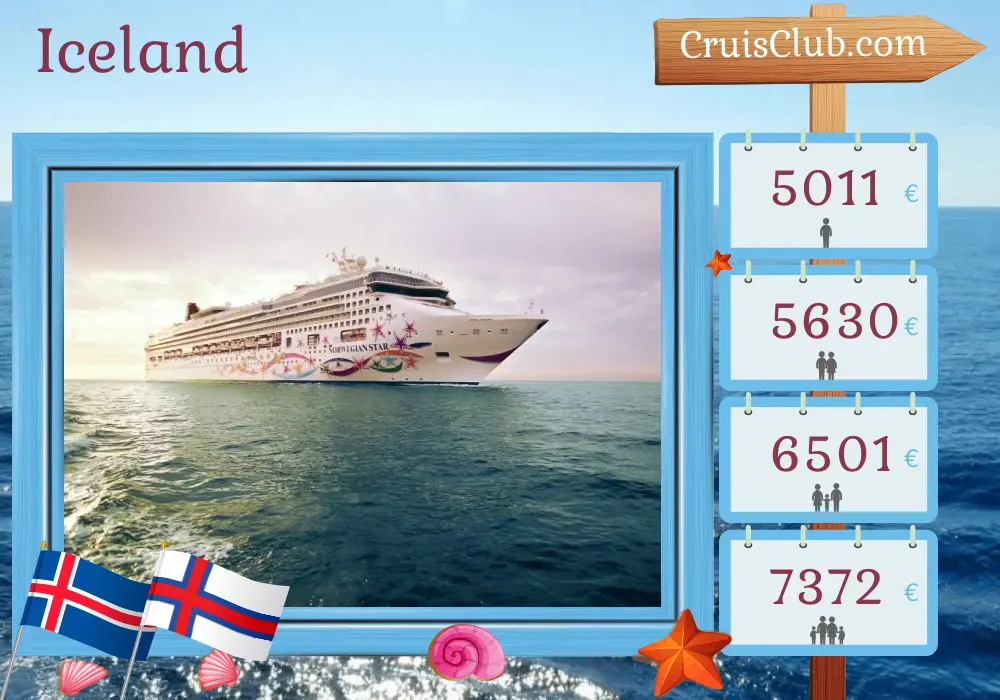 Cruise in the Iceland from Reykjavik aboard Norwegian Star ship with visits to Iceland and Faroe Islands for 8 days