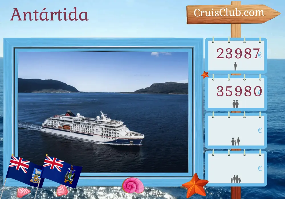 Crucero en la Antártida desde Ushuaia a bordo del barco HANSEATIC inspiration con visitas a Argentina e Islas Malvinas por 21 días