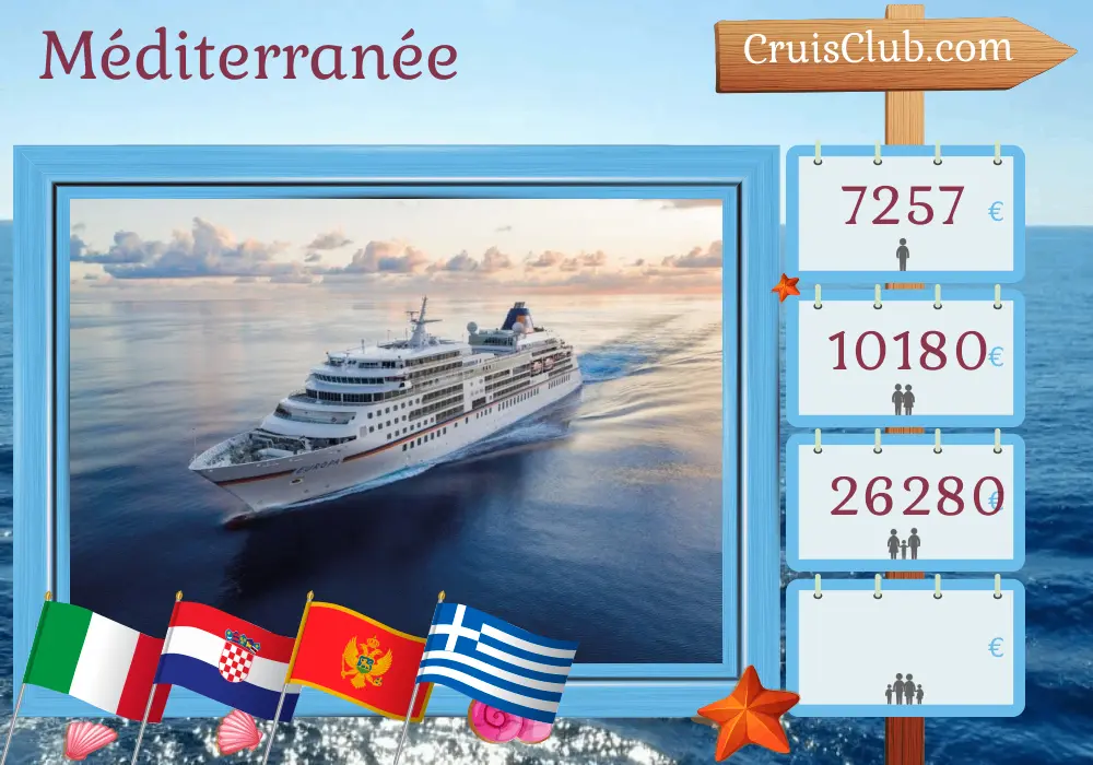 Croisière en Méditerranée de Fusina à Le Pirée à bord du navire MS EUROPA avec des visites en Italie, en Croatie, au Monténégro et en Grèce pendant 11 jours