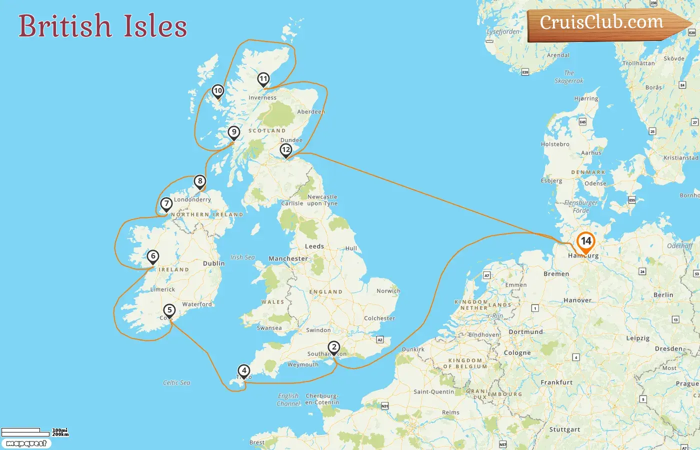 Cruise in the British Isles from Hamburg aboard MS EUROPA 2 ship with visits to Germany and Ireland for 14 days