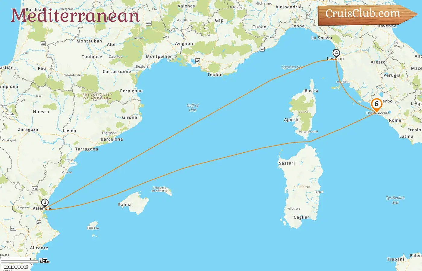 Cruise in the Mediterranean from Civitavecchia aboard MSC Orchestra ship with visits to Italy and Spain for 6 days