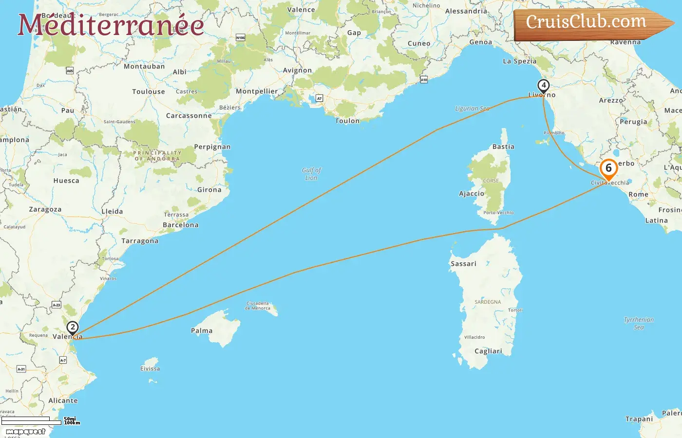 Croisière en Méditerranée au départ de Civitavecchia à bord du navire MSC Orchestra avec escales en Italie et en Espagne pendant 6 jours
