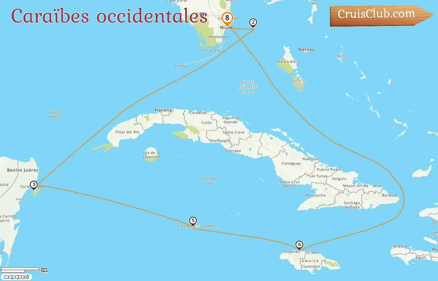 Croisière dans les Caraïbes occidentales au départ de Miami à bord du navire Independence of the Seas avec des escales aux États-Unis, aux Bahamas, au Mexique, aux îles Caïmans et en Jamaïque pendant 8 jours