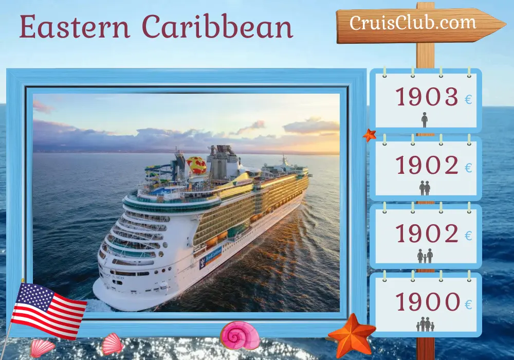 Cruise in the Eastern Caribbean from Miami aboard Independence of the Seas ship with visits to USA, Puerto Rico, and Dominican Republic for 8 days