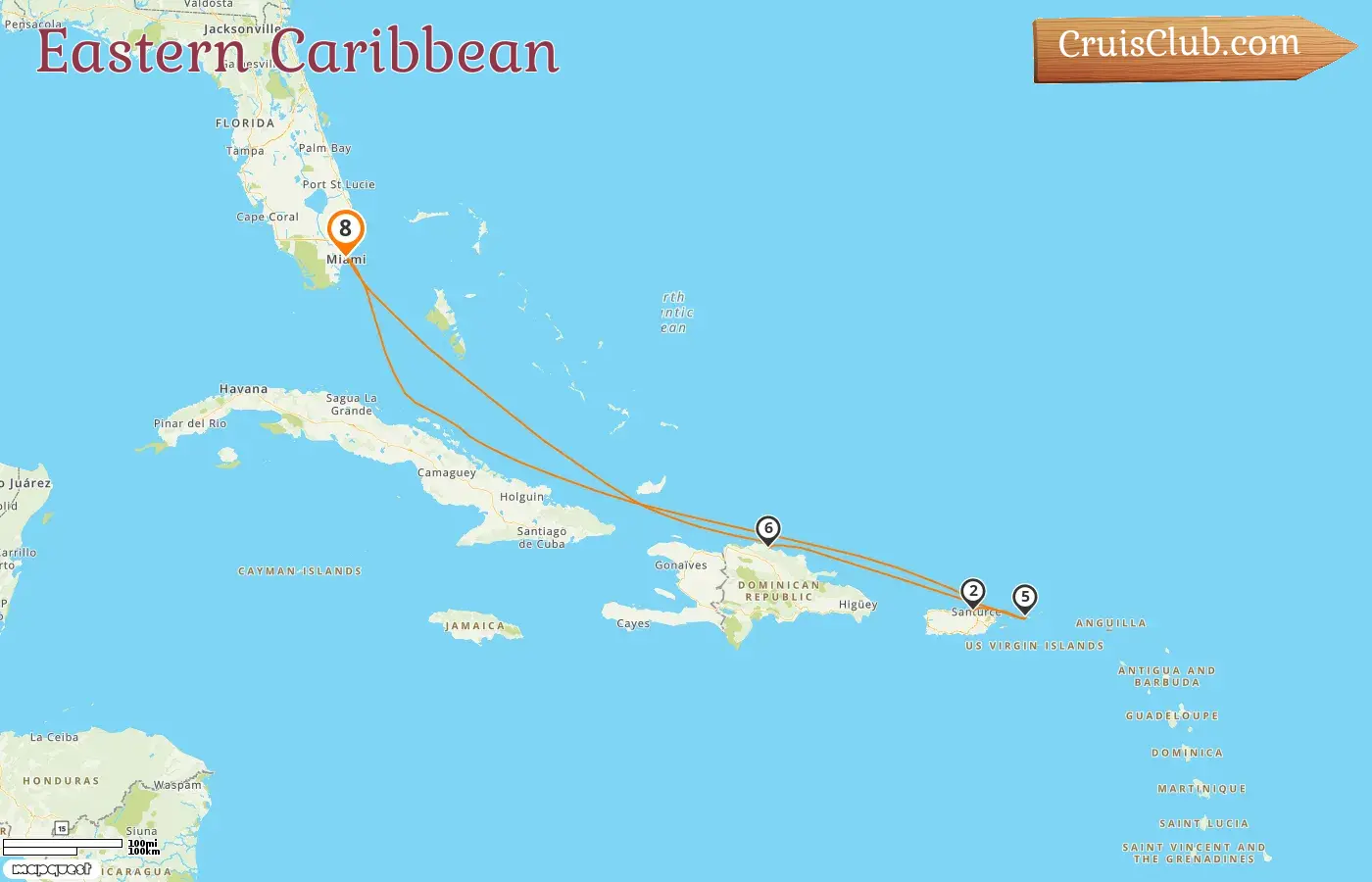 Cruise in the Eastern Caribbean from Miami aboard Independence of the Seas ship with visits to USA, Puerto Rico, and Dominican Republic for 8 days