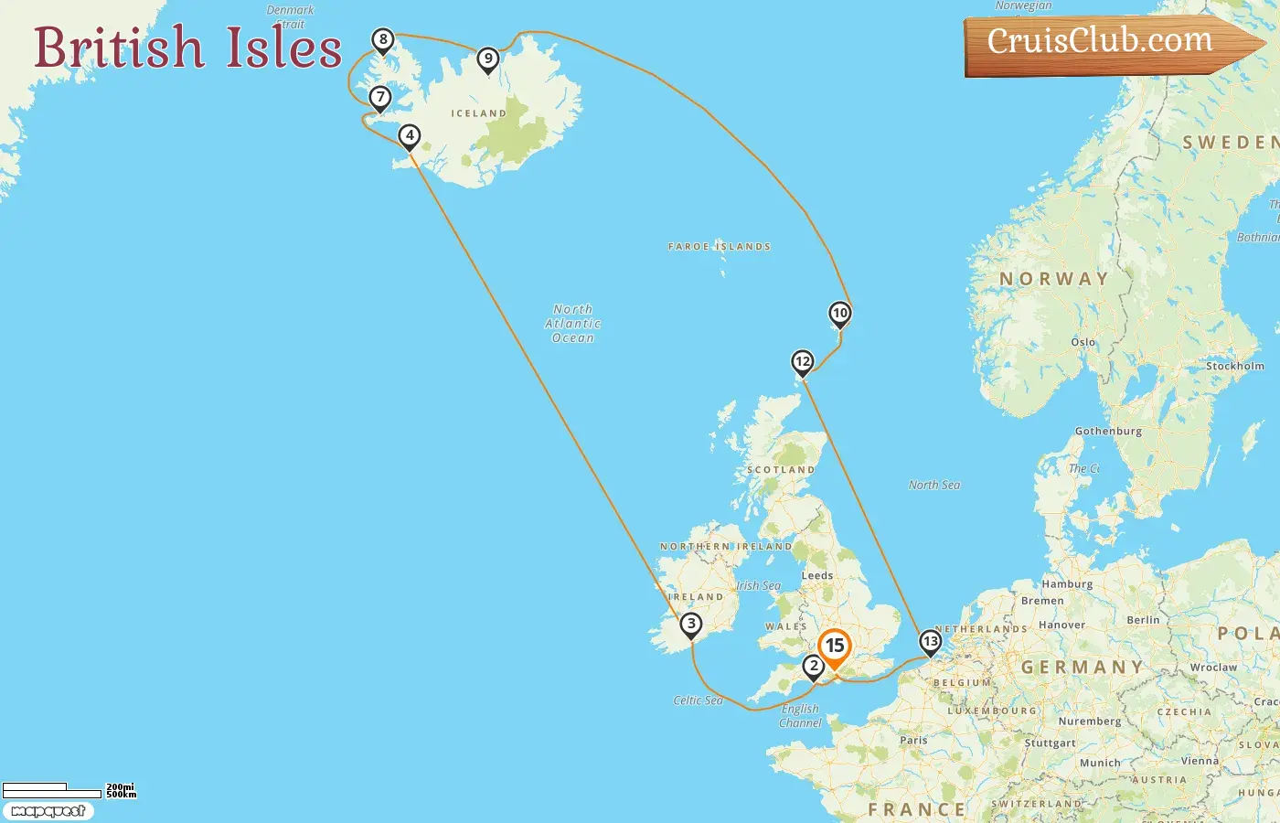 Kreuzfahrt in den Britischen Inseln ab Southampton an Bord des Schiffes Sky Princess mit Besuchen in Irland, Island und Belgien für 15 Tage