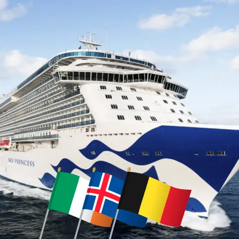 Cruise in the British Isles from Southampton aboard Sky Princess ship with visits to Ireland, Iceland, and Belgium for 15 days