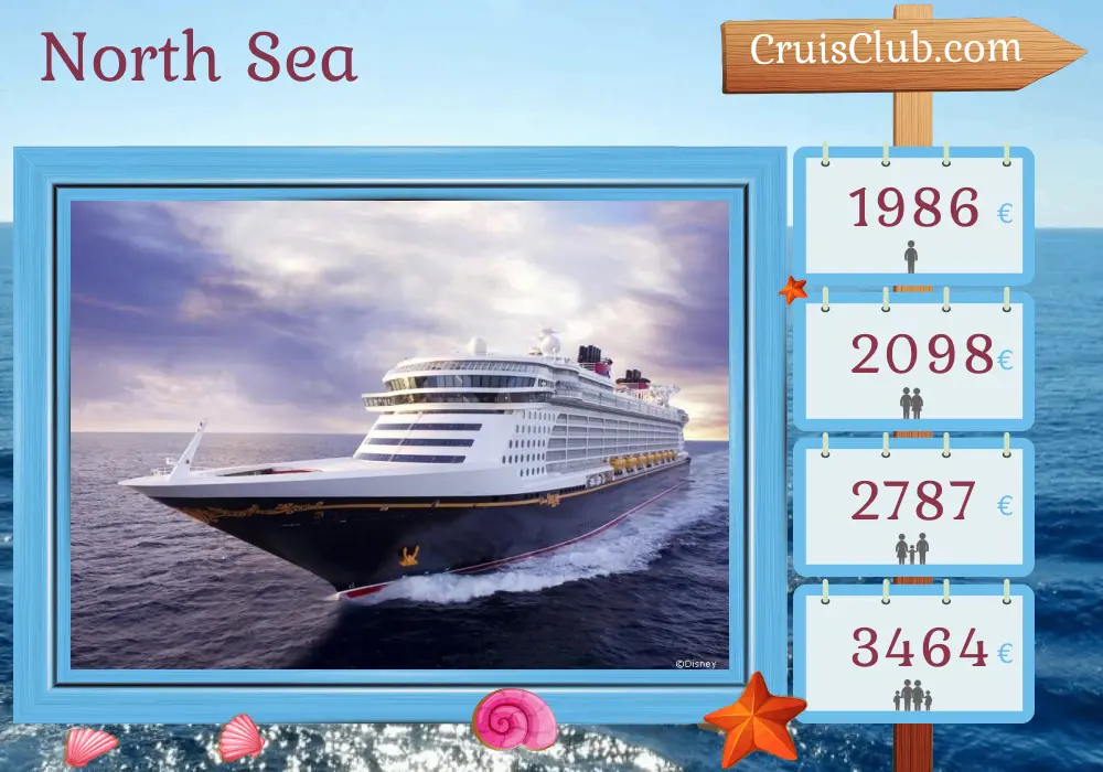 Cruise in the North Sea from Southampton aboard Disney Dream ship with visits to for 4 days