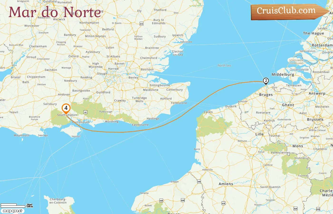 Cruzeiro no Mar do Norte a bordo do navio Disney Dream com visitas à Bélgica por 4 dias