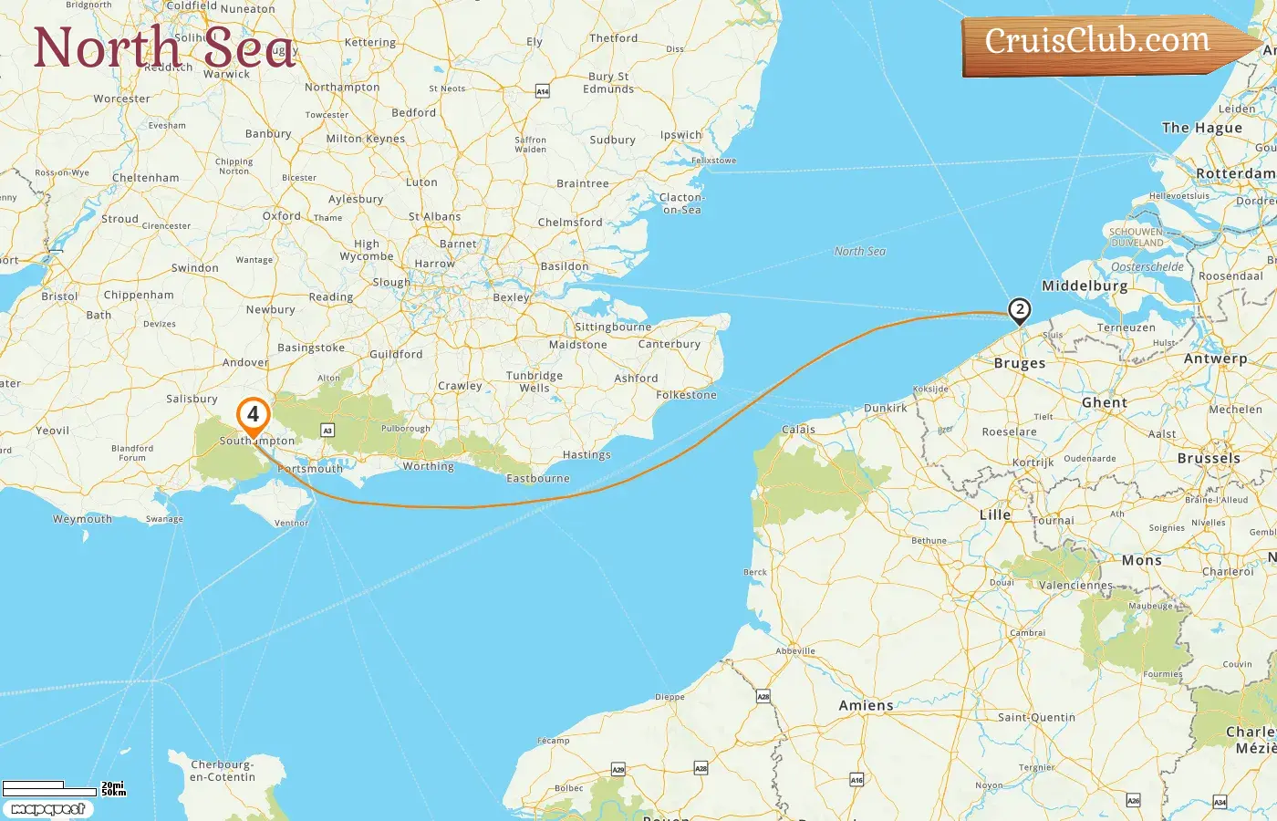 Cruise in the North Sea from Southampton aboard Disney Dream ship with visits to Belgium for 4 days