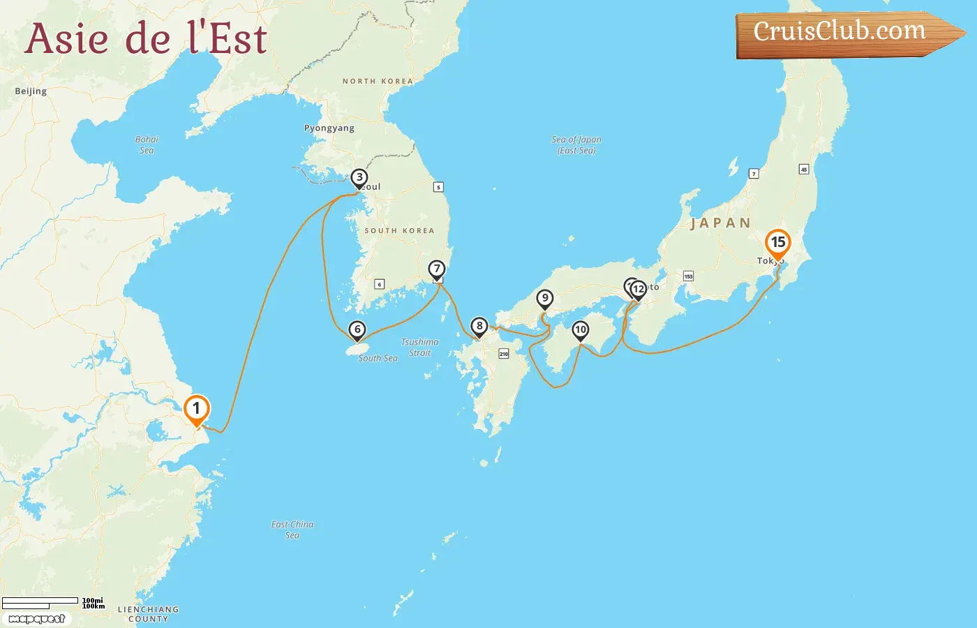 Croisière en Asie de l`Est de Shanghai à Tokyo à bord du navire AIDAstella avec des visites en Chine, en Corée du Sud et au Japon pendant 15 jours