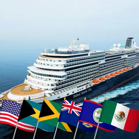 Kreuzfahrt in der westlichen Karibik ab Fort Lauderdale an Bord des Schiffes Koningsdam mit Stationen in den USA, den Bahamas, Jamaika, den Kaimaninseln, Belize, Honduras und Mexiko für 11 Tage