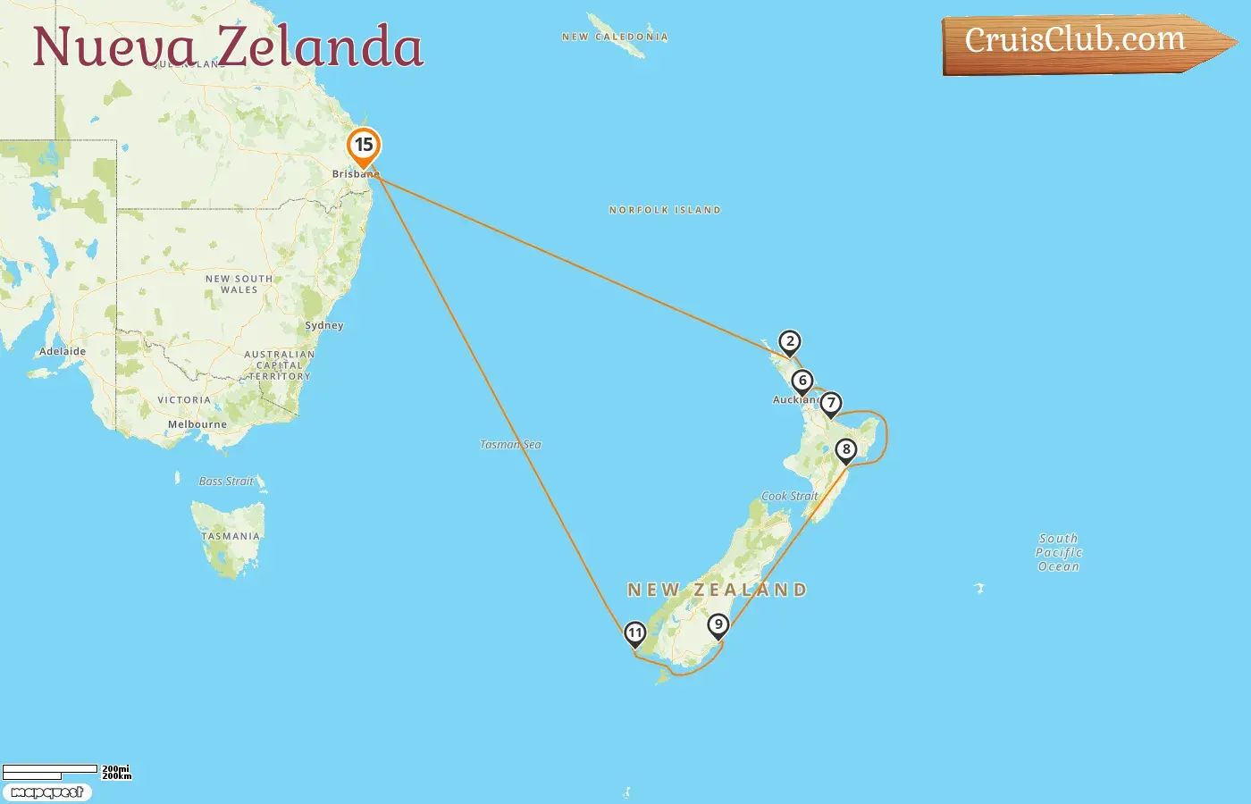 Crucero por Nueva Zelanda desde Brisbane a bordo del barco Grand Princess con visitas a Australia y Nueva Zelanda durante 15 días