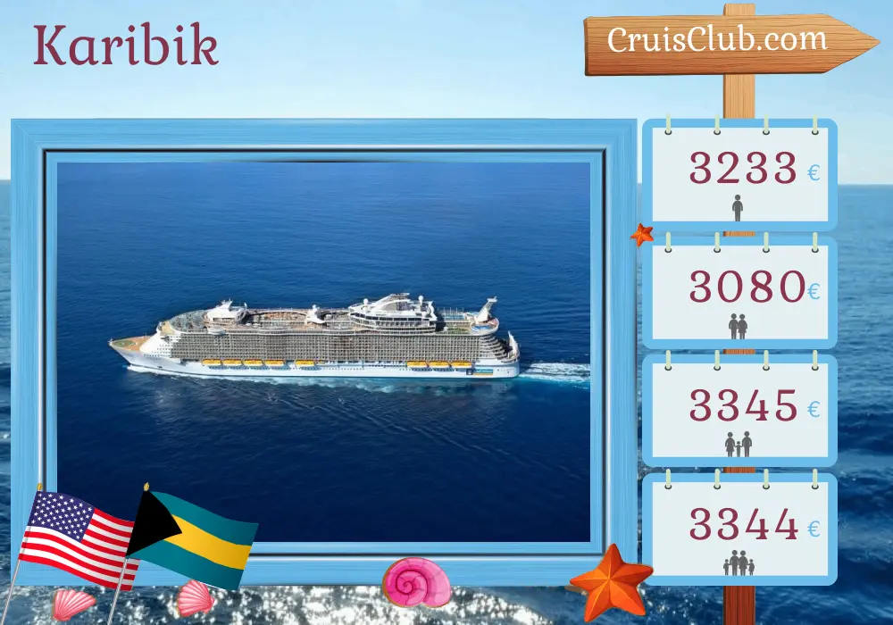 Kreuzfahrt in der Karibik ab Fort Lauderdale an Bord des Schiffes Oasis of the Seas mit Besuchen in den USA und den Bahamas für 8 Tage