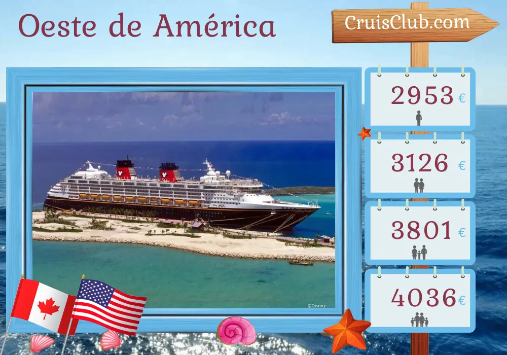 Crucero por el Oeste de América desde Vancouver a bordo del barco Disney Magic con visitas a Canadá y Estados Unidos durante 6 días
