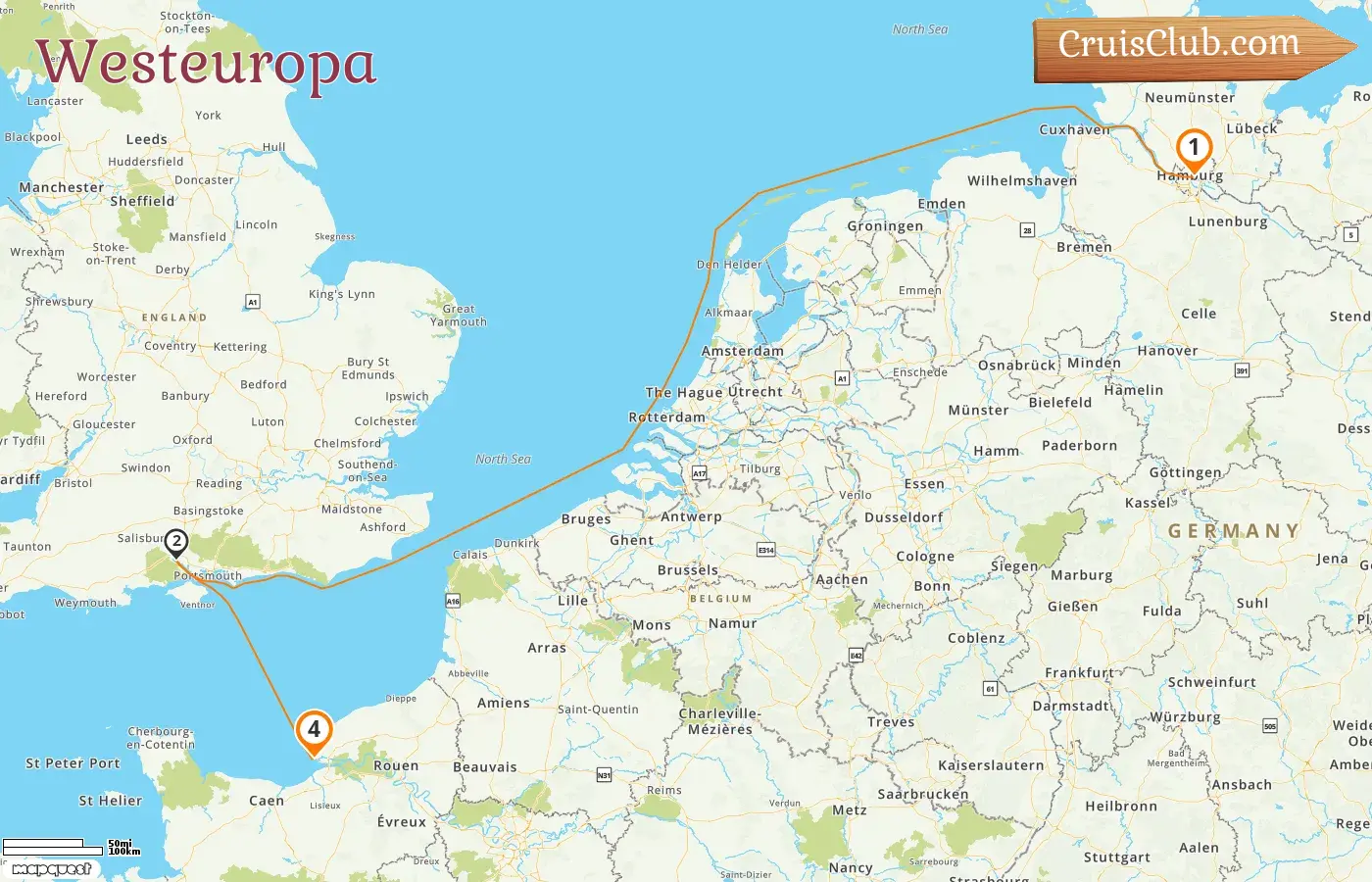 Kreuzfahrt im westlichen Europa von Hamburg nach Le Havre an Bord des MSC Preziosa Schiffs mit Stopps in Deutschland und Frankreich für 4 Tage