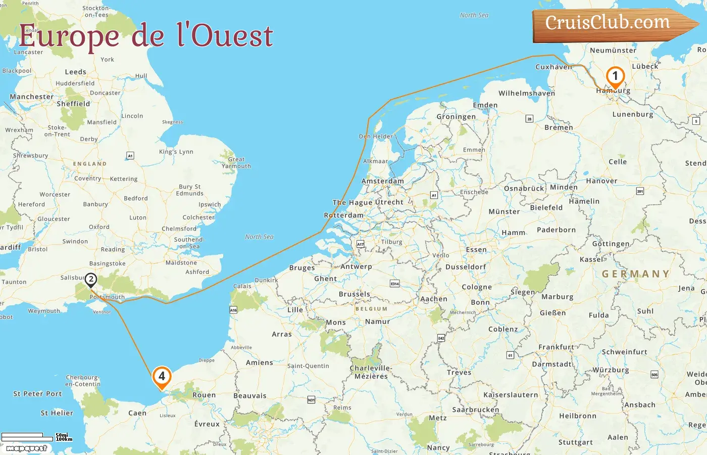 Croisière en Europe de l`Ouest de Hambourg à Le Havre à bord du navire MSC Preziosa avec des visites en Allemagne et en France pendant 4 jours