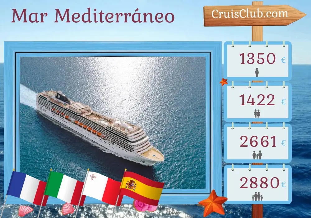 Crucero por el Mediterráneo de Marsella a Barcelona a bordo del MSC Magnifica con visitas a Francia, Italia, Malta y España durante 7 días