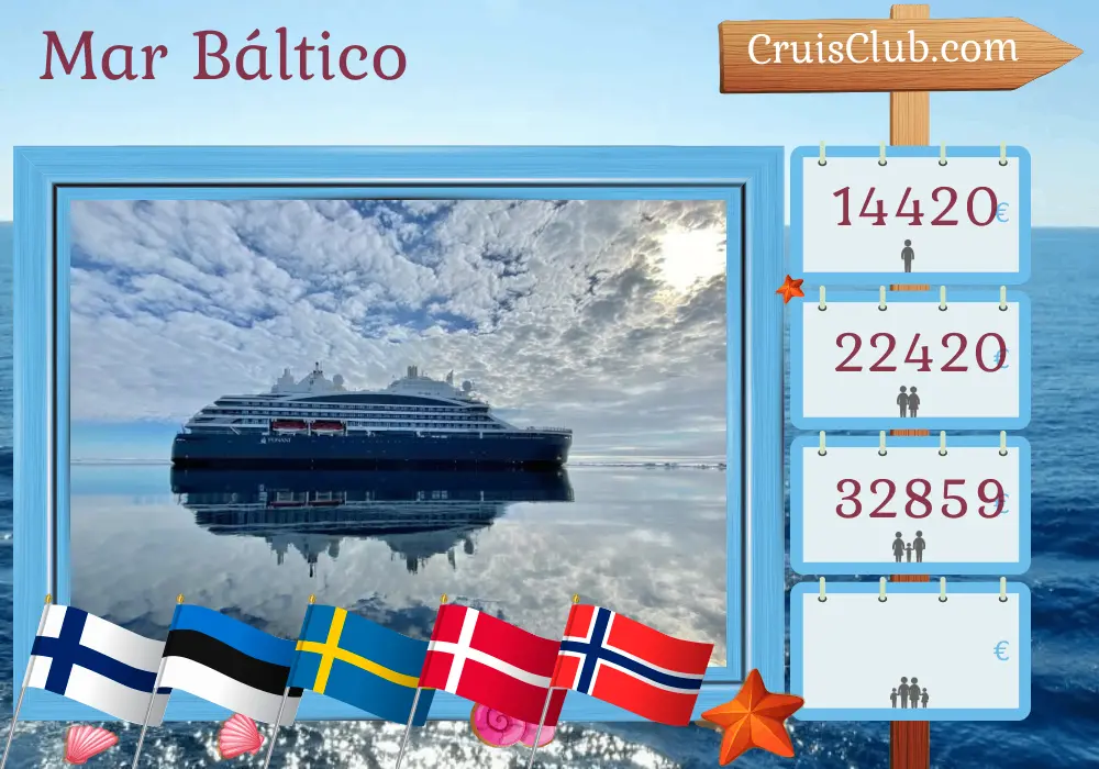 Crucero por el Mar Báltico desde Helsinki hasta las Montañas a bordo del barco Le Commandant Charcot con visitas a Finlandia, Estonia, Suecia, Dinamarca y Noruega durante 11 días