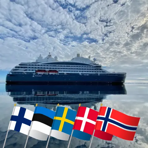 Cruise in the Baltic Sea from Helsinki to Mountains aboard Le Commandant Charcot ship with visits to Finland, Estonia, Sweden, Denmark, and Norway for 11 days