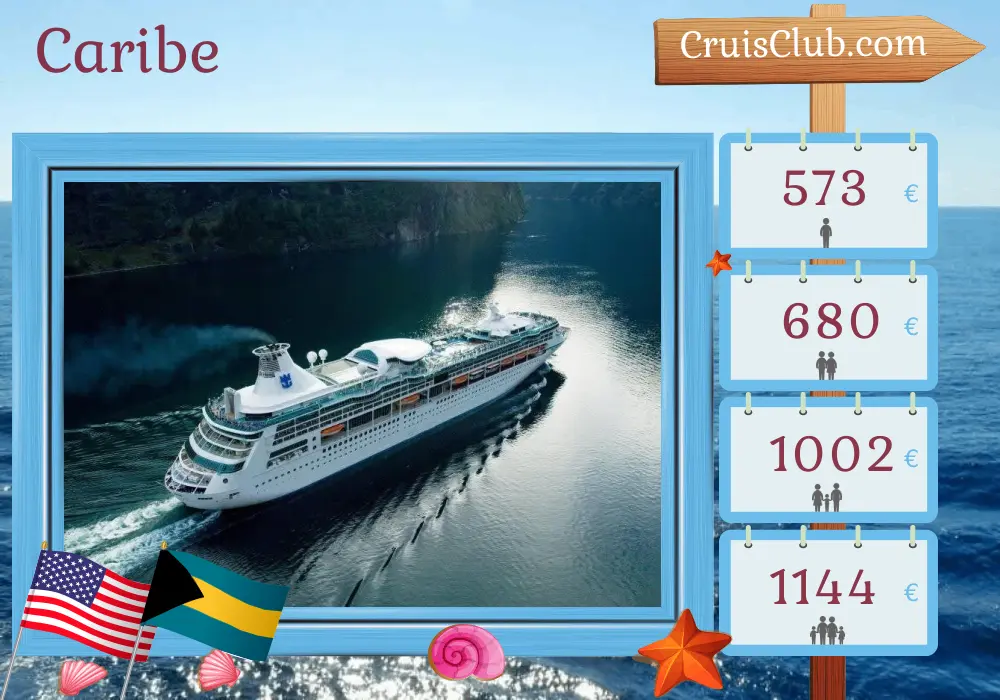Cruzeiro no Caribe de Fort Lauderdale a bordo do navio Vision of the Seas com visitas aos EUA e Bahamas por 4 dias