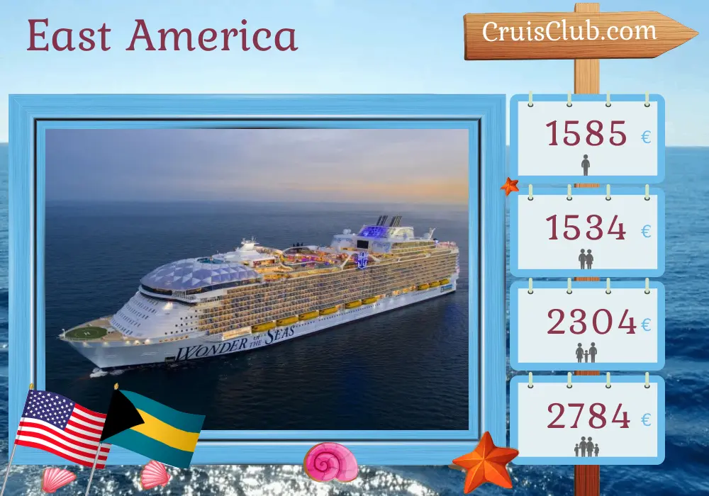 Kreuzfahrt in Ostamerika ab Miami an Bord des Schiffes Wonder of the Seas mit Besuchen in den USA und den Bahamas für 4 Tage