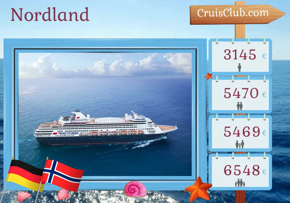 Crucero en el Norte desde Kiel a bordo del barco Vasco da Gama con visitas a Alemania y Noruega durante 16 días