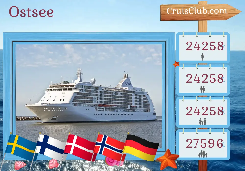 Kreuzfahrt in der Ostsee von Stockholm nach Bremerhaven an Bord des Schiffes Seven Seas Voyager mit Besuchen in Schweden, Finnland, Dänemark, Norwegen und Deutschland für 15 Tage