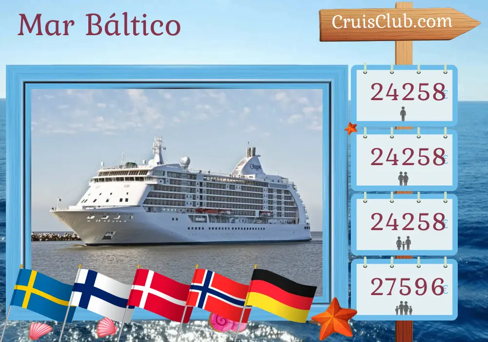 Cruzeiro no Mar Báltico de Estocolmo a Bremerhaven a bordo do navio Seven Seas Voyager com visitas à Suécia, Finlândia, Dinamarca, Noruega e Alemanha por 15 dias