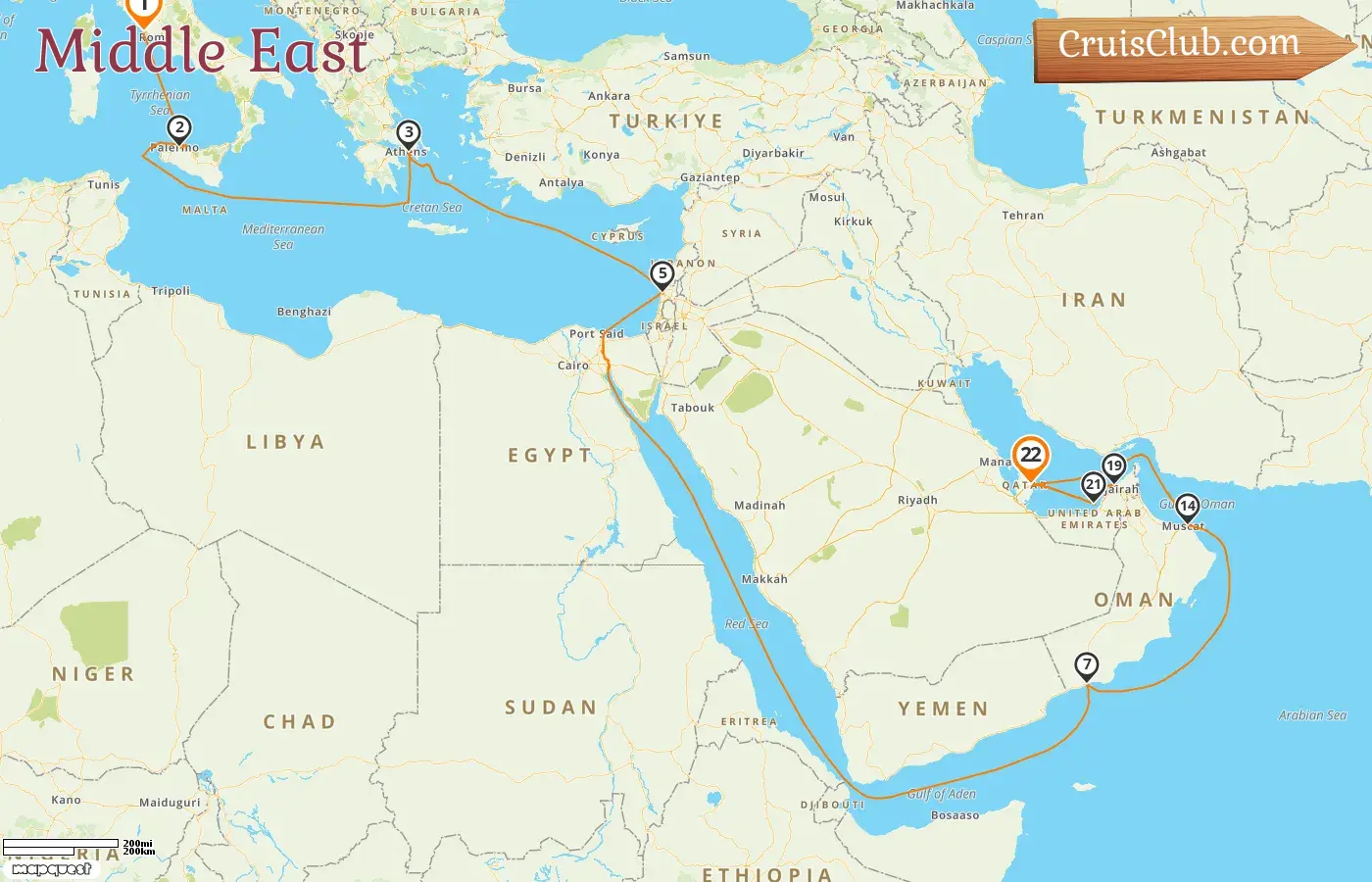 Costa Toscana Middle East Cruise: Civitavecchia to Doha