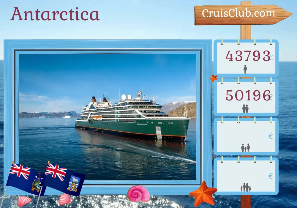 Cruise in the Antarctica from Ushuaia aboard Seabourn Venture ship with visits to Argentina and Falkland Islands for 21 days