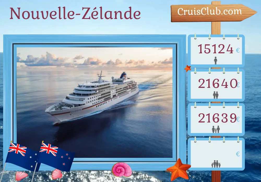 Croisière en Nouvelle-Zélande de Sydney à Melbourne à bord du navire MS EUROPA avec visites de l`Australie et de la Nouvelle-Zélande pendant 19 jours