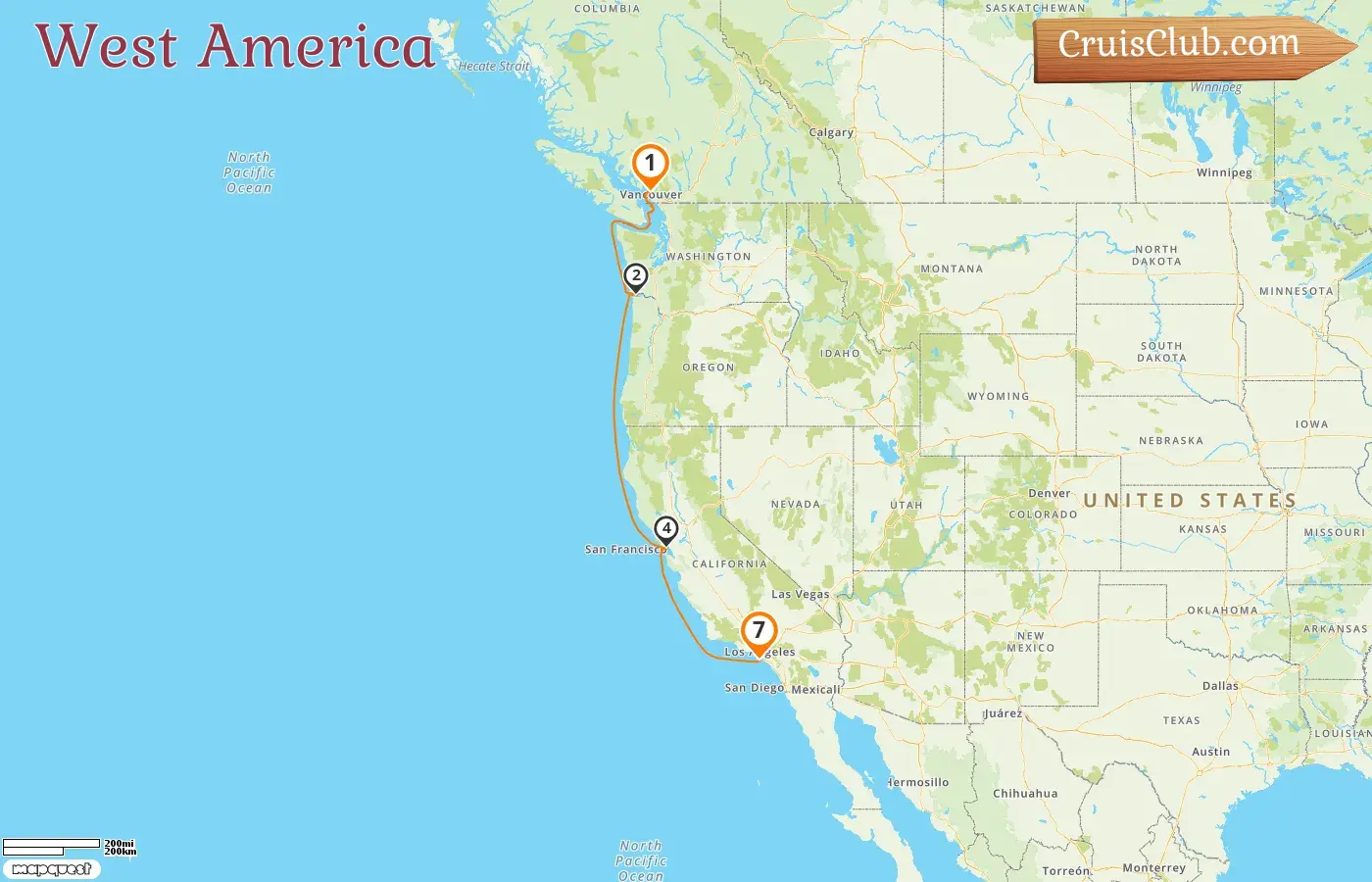 EXPLORA I West Coast Cruise from Vancouver to Los Angeles with Canada and USA visits for 7 days