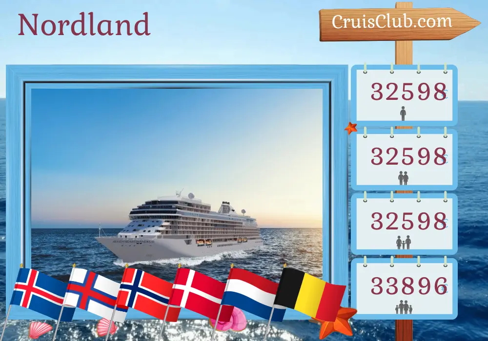 Crucero en el norte del país desde Reykjavik a Southampton a bordo del barco Seven Seas Grandeur con visitas a Islandia, Islas Feroe, Noruega, Dinamarca, Países Bajos y Bélgica durante 19 días