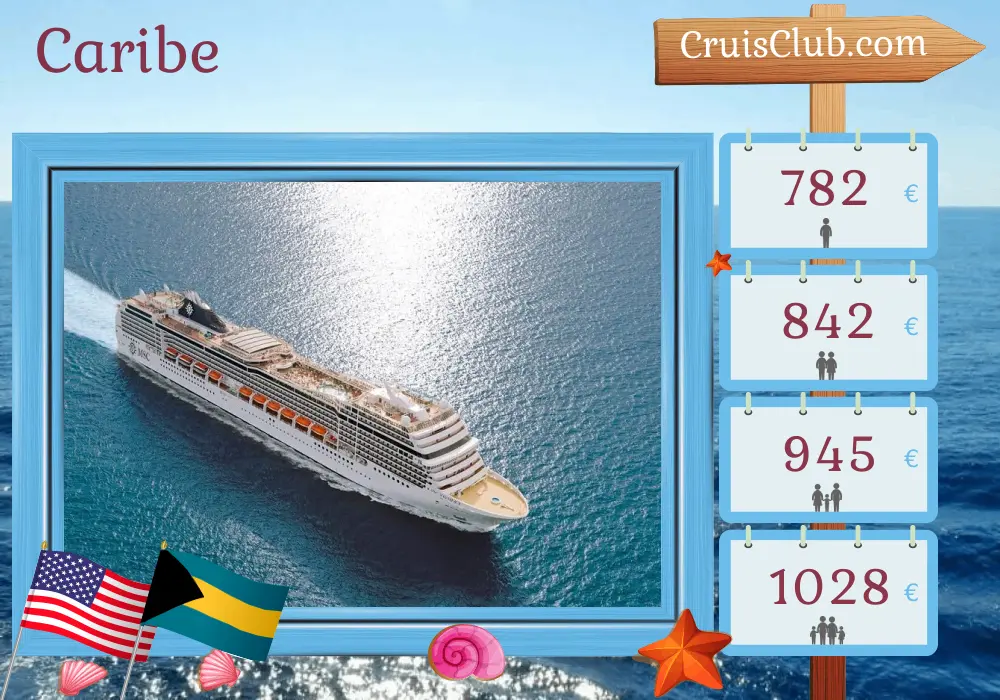 Cruzeiro no Caribe a partir de Miami a bordo do navio MSC Magnifica com visitas aos Estados Unidos e Bahamas por 5 dias