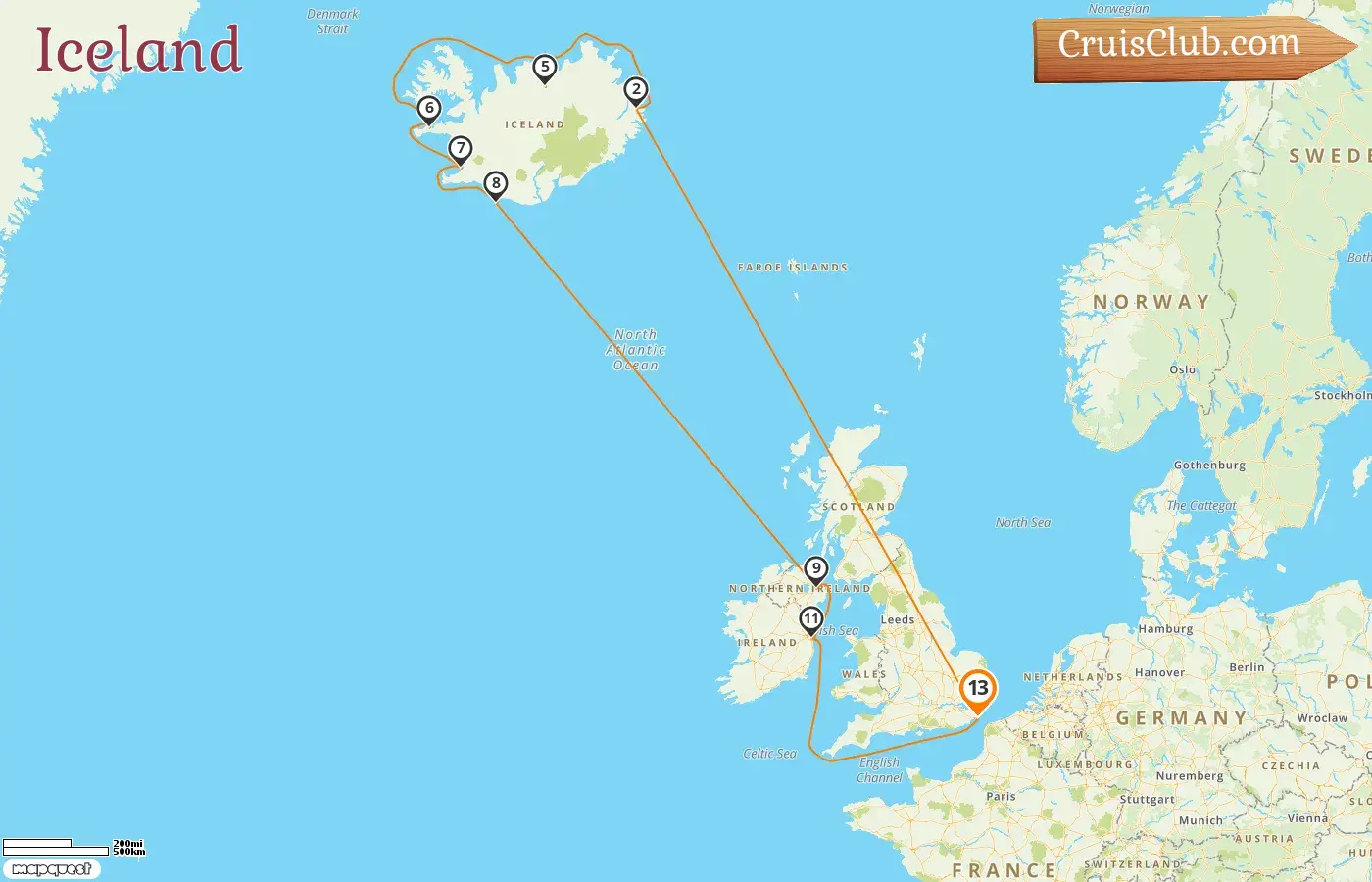 Cruise in Iceland aboard Carnival Legend with visits to Iceland and Ireland for 13 days